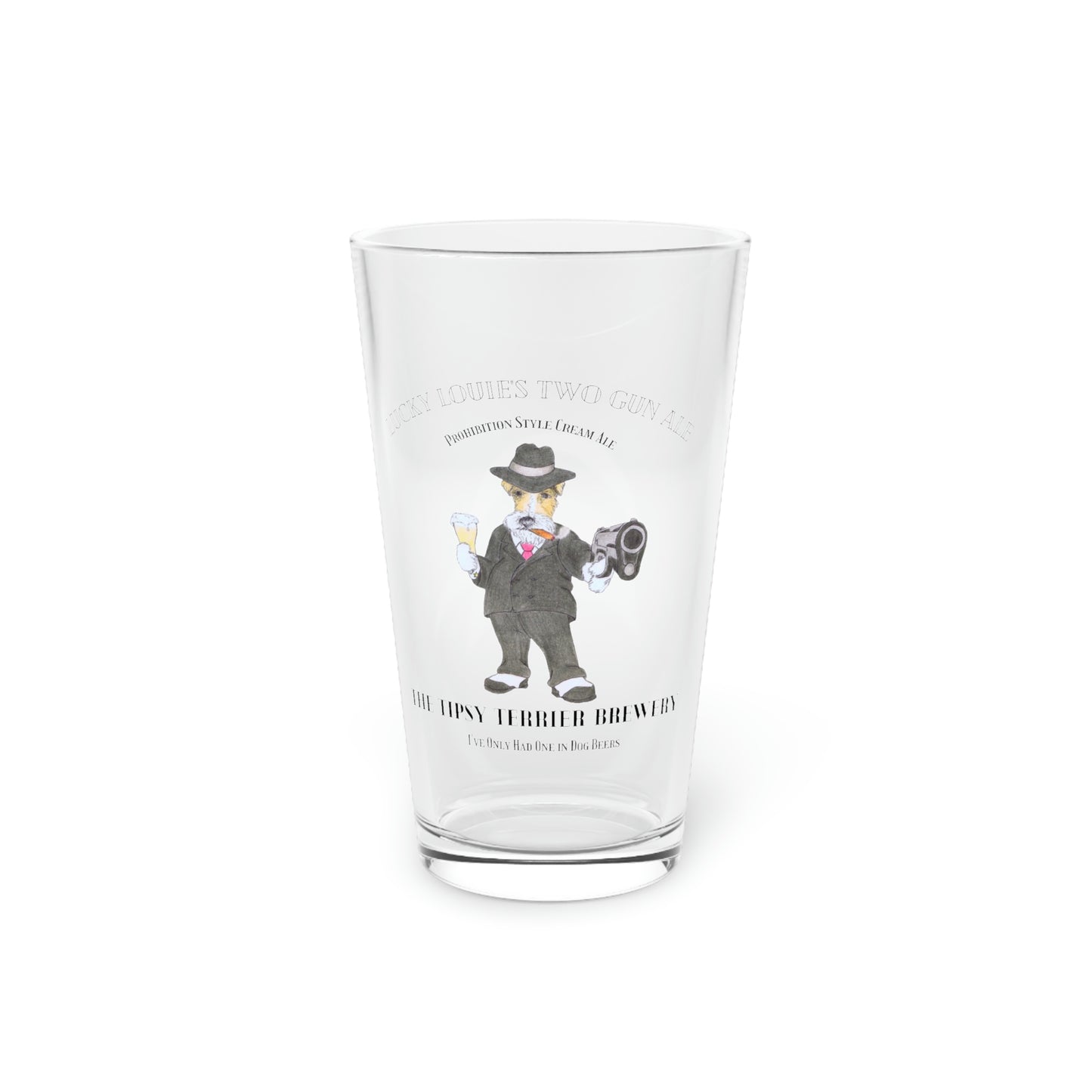 Tipsy Terrier Lucky Louie's Pint Glass, 16oz