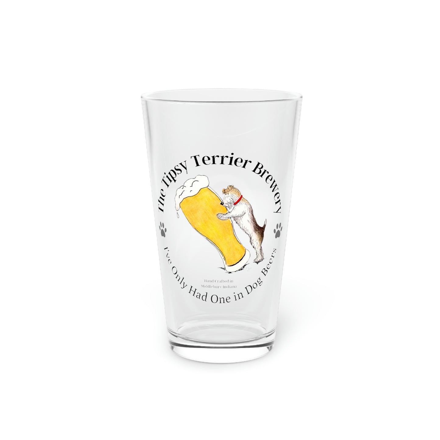 Tipsy Terrier Logo Pint Glass, 16oz